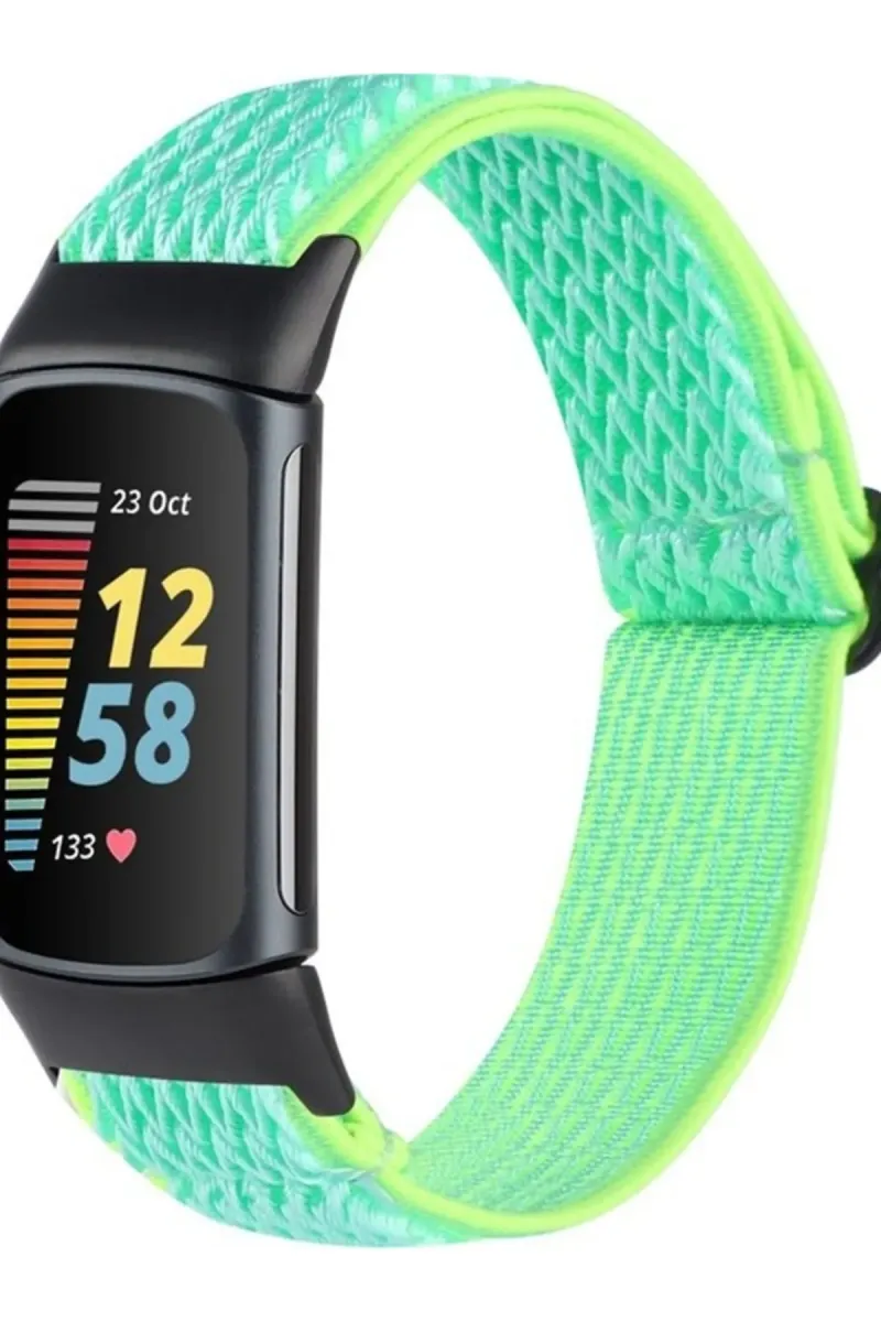 MarkaCase Fitbit Charge 5 Elastik Örgü Watch Kordon - Nane Yeşili
