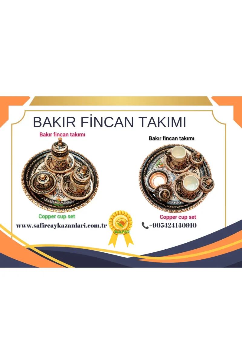 SAFİR ÇAY KAZANLARI Nakışğah Bakır Kahve Fincan Takımı Bakır Kahvelik 2 kişilik bakır kahve fincan takımı Siyah Nakışğah görsel 6