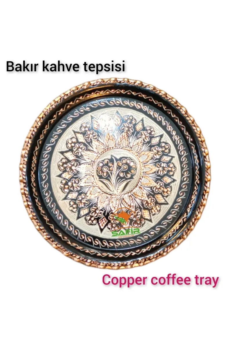 SAFİR ÇAY KAZANLARI Nakışğah Bakır Kahve Fincan Takımı Bakır Kahvelik 2 kişilik bakır kahve fincan takımı Siyah Nakışğah görsel 7