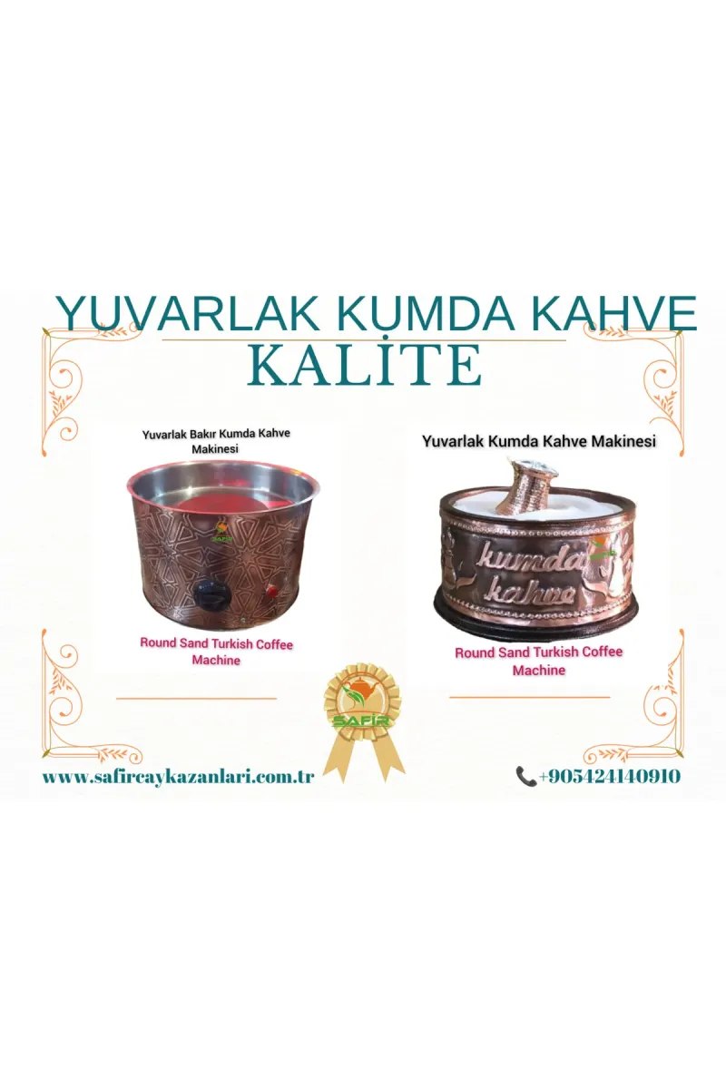 SAFİR ÇAY KAZANLARI Yuvarlak Kumda Kahve Makinesi Bakır Kumda Kahve Cihazı Kumda Safir Kumda Kahve görsel 3