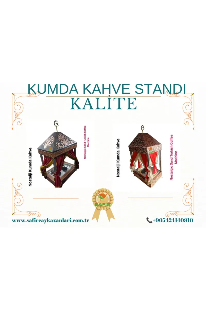 SAFİR ÇAY KAZANLARI Kumda kahve Standı Büyük boy kumda kahve standı Bakır Kumda Kahve Davlumbazlı Kumda Kahve görsel 5