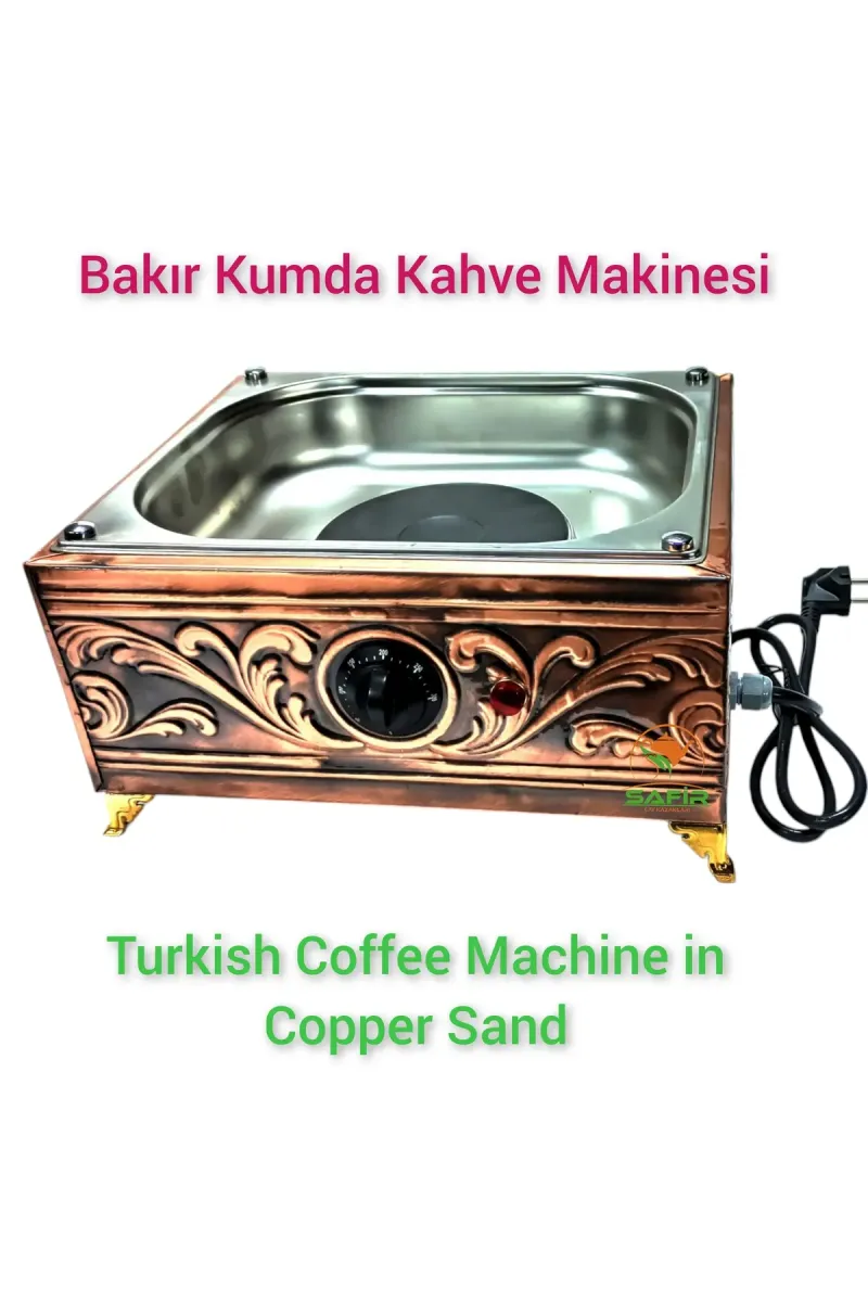 SAFİR ÇAY KAZANLARI 35x28 ebatlı Bakır Kumda Kahve 3-4 cezvelik Bakır Kumda Kahve makinesi Safir Kumda Kahve görsel 1