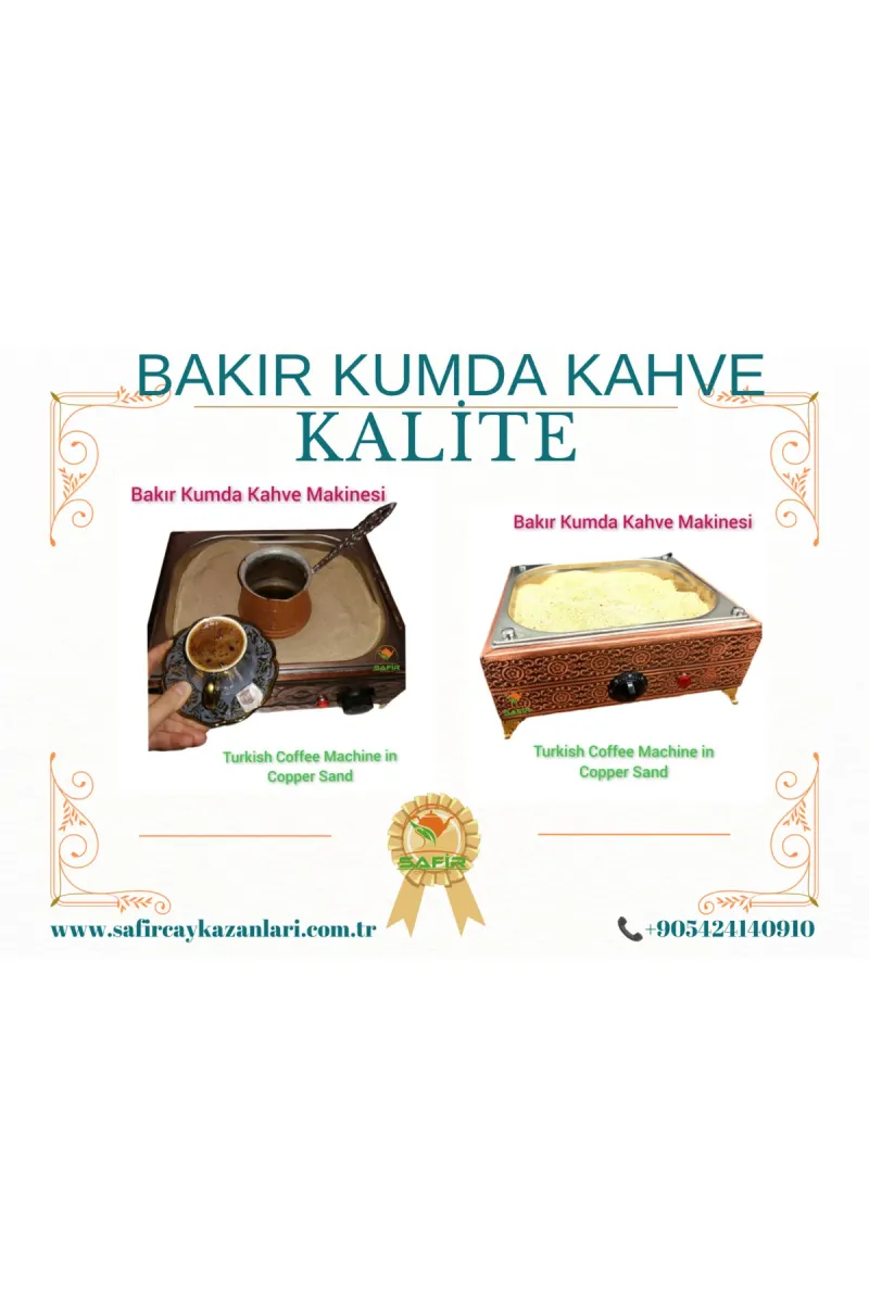 SAFİR ÇAY KAZANLARI 35x28 ebatlı Bakır Kumda Kahve 3-4 cezvelik Bakır Kumda Kahve makinesi Safir Kumda Kahve görsel 4