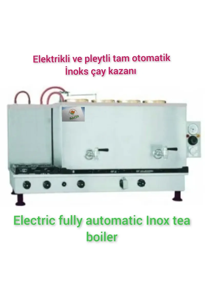 SAFİR ÇAY KAZANLARI 4 gözlü inoks Çay Kazanı Sadece Elektrikli Pleytli Çay Makinesi Çay Semaveri Çay Ocağı Safir görsel 1