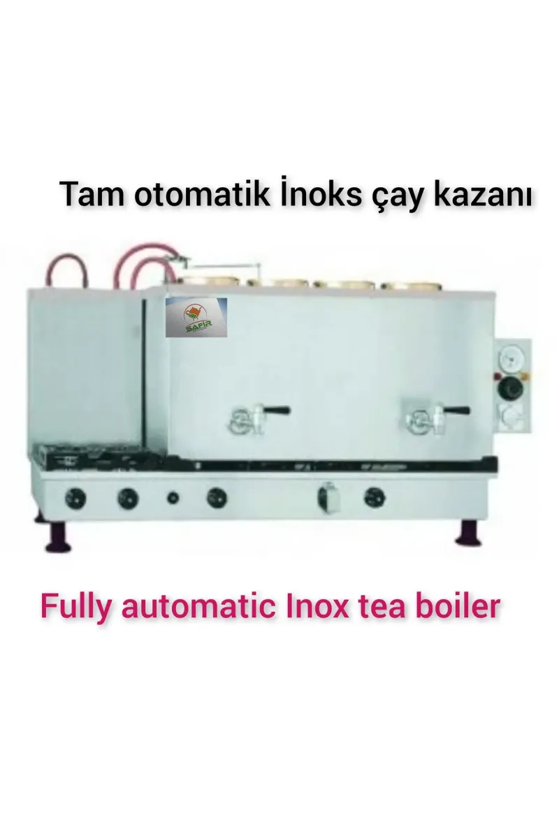 SAFİR ÇAY KAZANLARI 4 demlikli inoks çay kazanı tam otomatik elektrikli ve tüplü çay ocağı çay semaveri görsel 1