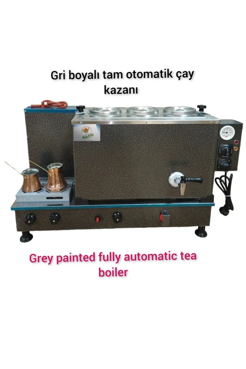 SAFİR ÇAY KAZANLARI 3 gözlü ce belgeli gazmer açılış onaylı Gaz koku algılama ve kesme sistemli Gri Çay kazanı görsel 2