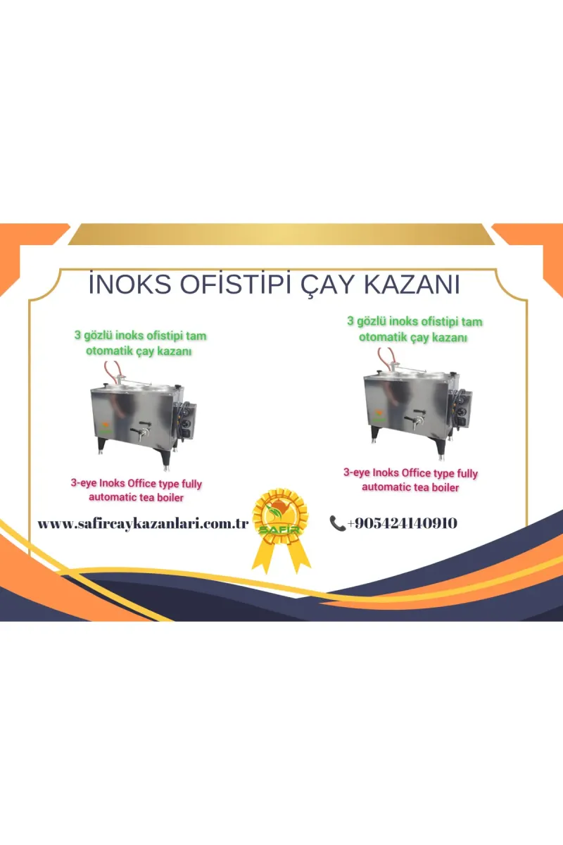 SAFİR ÇAY KAZANLARI 3 Gözlü İnoks Tam Otomatik Ofis için Çay Kazanı İnoks Büro için Çay Makinesi İnoks Çay Ocağı Semaver görsel 3