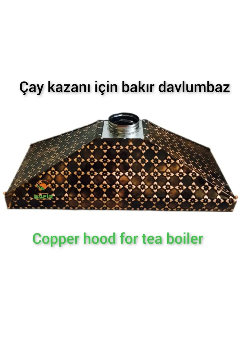SAFİR ÇAY KAZANLARI Çay Semaveri Davlumbazı 4 lü çay kazanına göre 110 cm Bakır Davlumbaz Yıldız Model Bakır Davlumbaz görsel 1