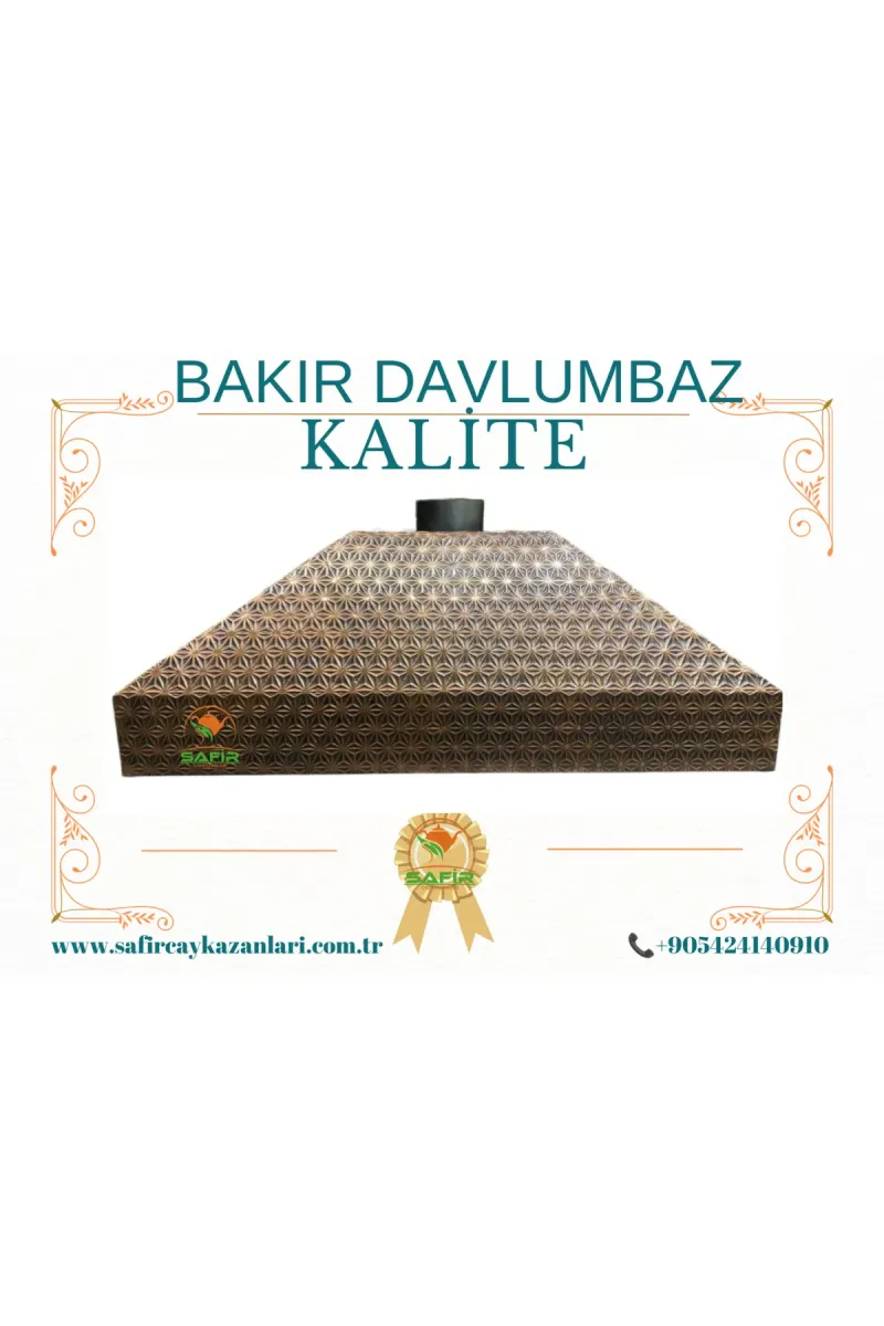SAFİR ÇAY KAZANLARI Çay Semaveri Davlumbazı 4 lü çay kazanına göre 110 cm Bakır Davlumbaz Yıldız Model Bakır Davlumbaz görsel 2
