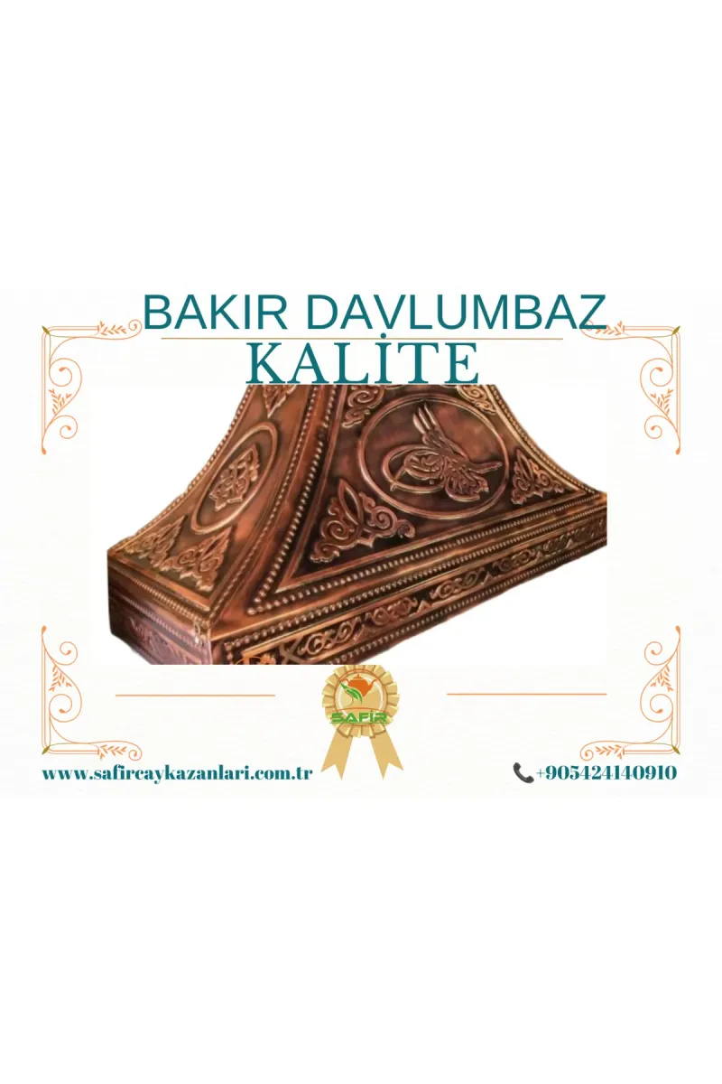 SAFİR ÇAY KAZANLARI Çay Kazanı Davlumbazı 90 cm Bakır Davlumbaz Osmanlı Tuğra Model Bakır Davlumbaz görsel 2