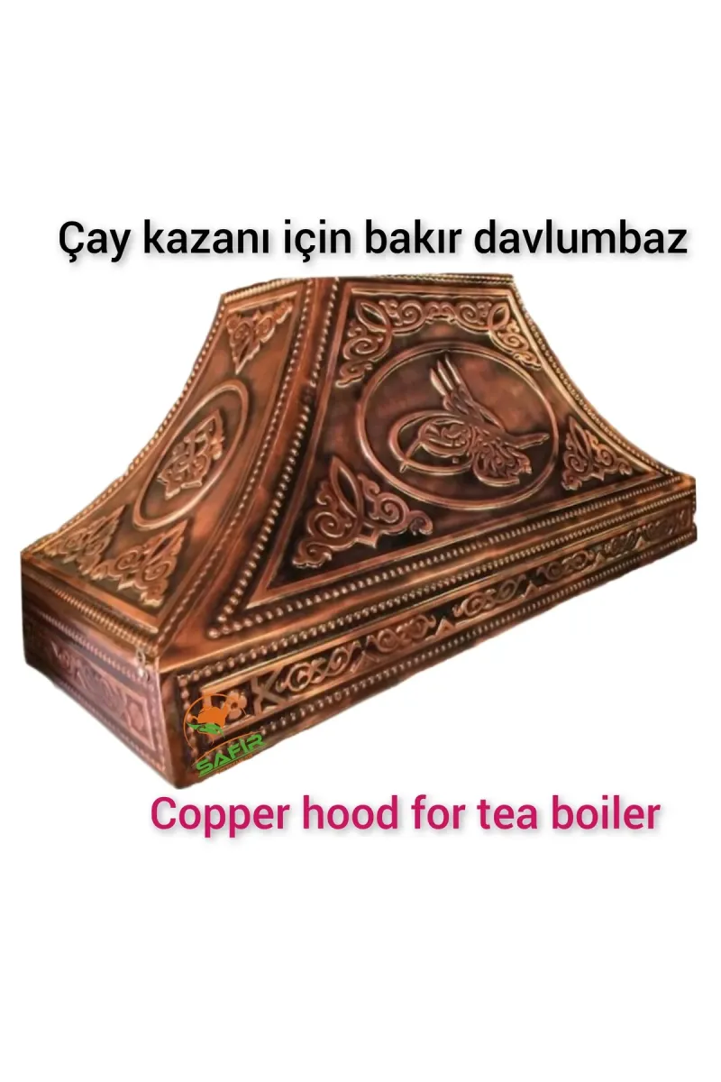 SAFİR ÇAY KAZANLARI Çay Kazanı Davlumbazı 90 cm Bakır Davlumbaz Osmanlı Tuğra Model Bakır Davlumbaz görsel 1