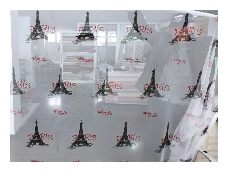 Taç tül perde-Paris motifli-1/2 pile (seyrek) görsel 4
