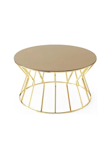 Sivas Gözde Mobilya Kum Saati Ayna Camlı Metal Orta Sehpa 80x42cm 001 görsel 1
