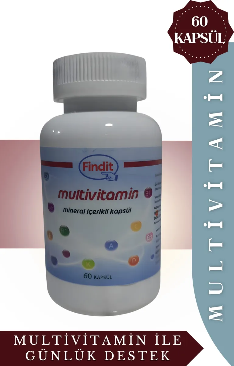 Multivitamin ve Mineral İçerikli Kapsül, 60 Adet, Günlük Destek Takviyesi
