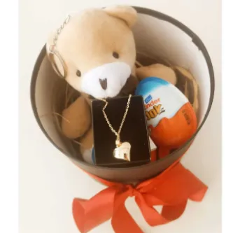 MY-NİL Sevgiliye Anneye Eşine Öğretmene Kutuda Ayıcık Kolye ve Kinder Joy görsel 1