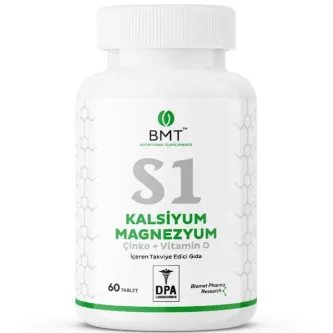 SARYA COSMETİC S1™ Kalsiyum, Magnezyum, Çinko ve Vitamin D 60 Tablet Gıda Takviyesi Kemik Sağlığı (Cal,Mag,Zn,VitD) görsel 1
