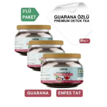 SARYA COSMETİC 3 Adet Guarana Özlü Premium Detox Tea 3x 150 Gr Sarya Guarana Özlü çay görsel 1