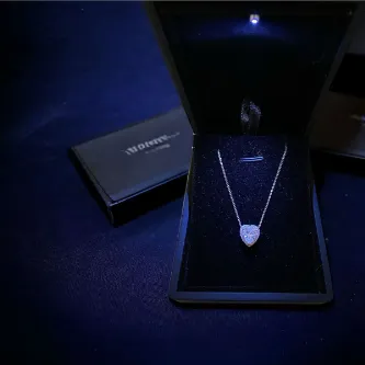 ZEY GÜMÜŞ Kalp Halo & Zirkon Taşlı Tektaş Kolye görsel 1