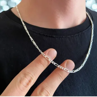 ZEY GÜMÜŞ 3 MM FİGARO ZİNCİR KOLYE 925 AYAR GÜMÜŞ görsel 1