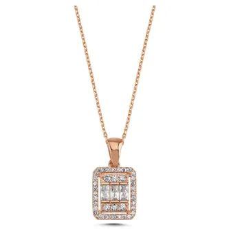 ZEY GÜMÜŞ KARE ZİRKON BAGET KOLYE görsel 1