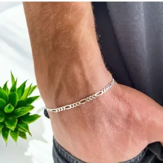 ZEY GÜMÜŞ 4 Mm Figaro Zincir Bileklik 925 Ayar Gümüş görsel 1