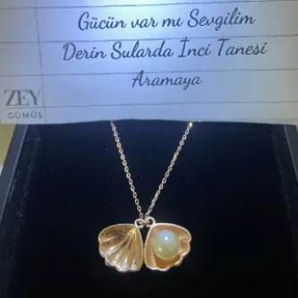 ZEY GÜMÜŞ İNCİ DENİZ KABUĞU KOLYE görsel 1