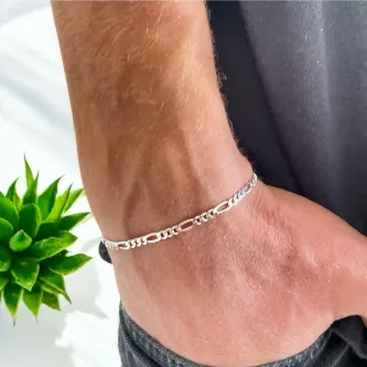 ZEY GÜMÜŞ 3 Mm Figaro Zincir Bileklik 925 Ayar Gümüş görsel 1