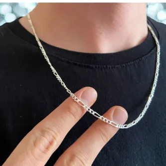 ZEY GÜMÜŞ 4 MM FİGARO ZİNCİR KOLYE 925 AYAR GÜMÜŞ görsel 1