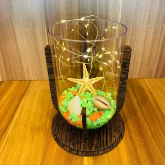 MYK HEDİYE VE SANAT ATÖLYESİ Akvaryum Fanus Işıklı Ofis Masa Aksesuarları görsel 1