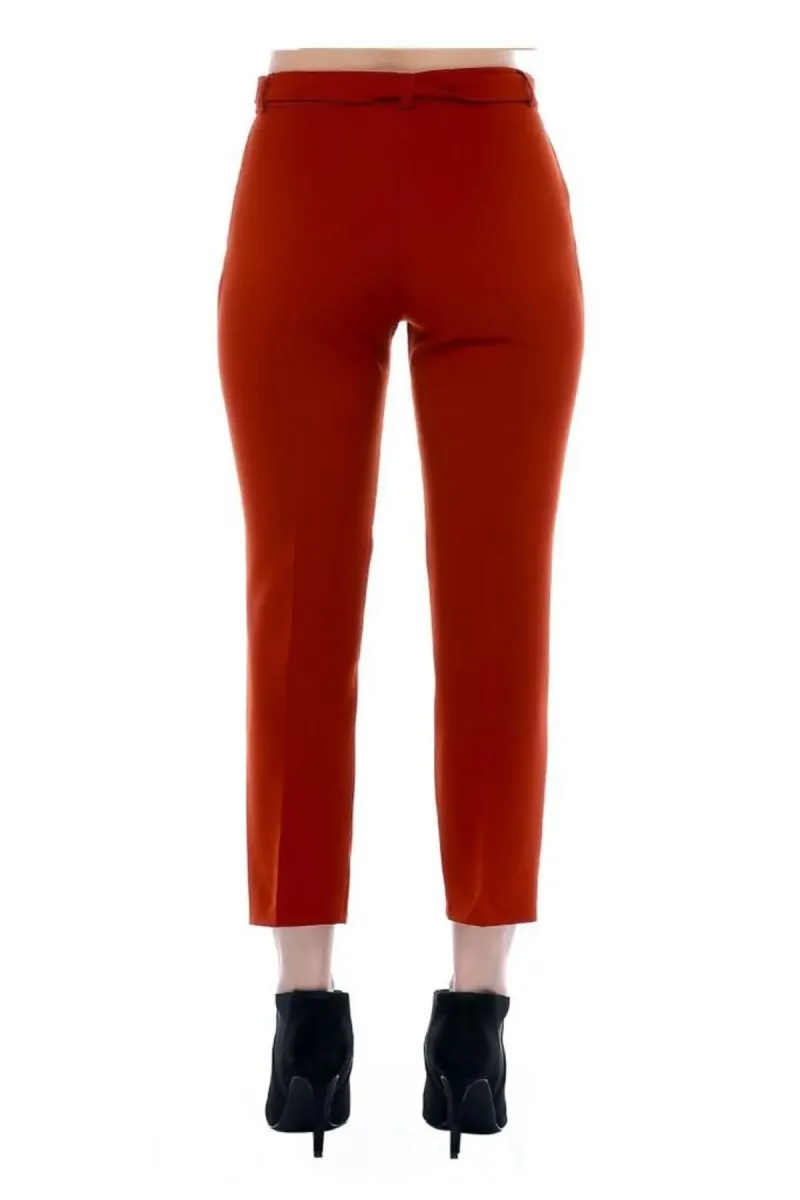 Modkofoni Kuşaklı Kiremit Bilek Kadın Pantolon görsel 3