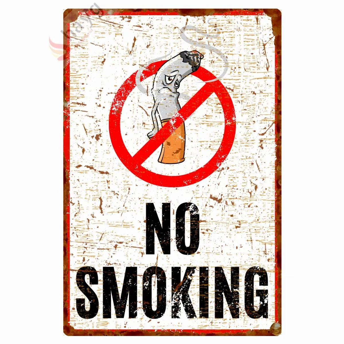 Hasta Karikatürlü No Smoking, Pas Görünümlü Sigara Içmek Yasaktır Metal Tabela 15cm x 22,5cm görsel 3
