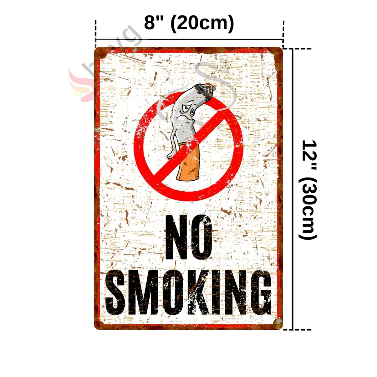 Hasta Karikatürlü No Smoking, Pas Görünümlü Sigara Içmek Yasaktır Metal Tabela 20cm x 30cm görsel 4