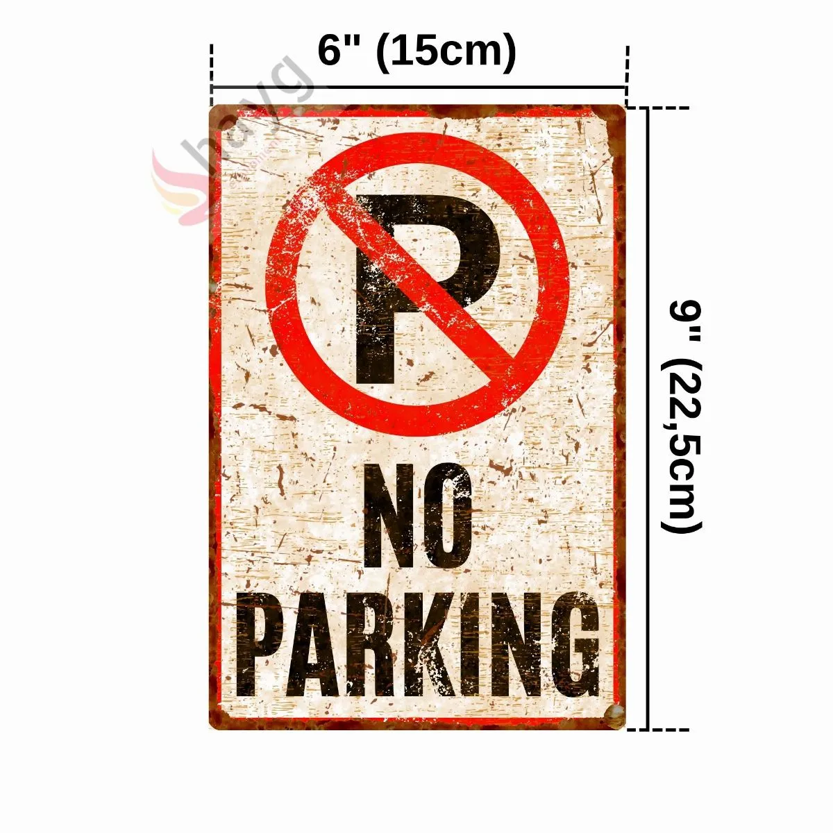 No Parking Pas Görünümlü Metal Uyarı Levhası - Park Etmek Yasaktır Vintage Tabela - 15cm X 22,5cm görsel 4