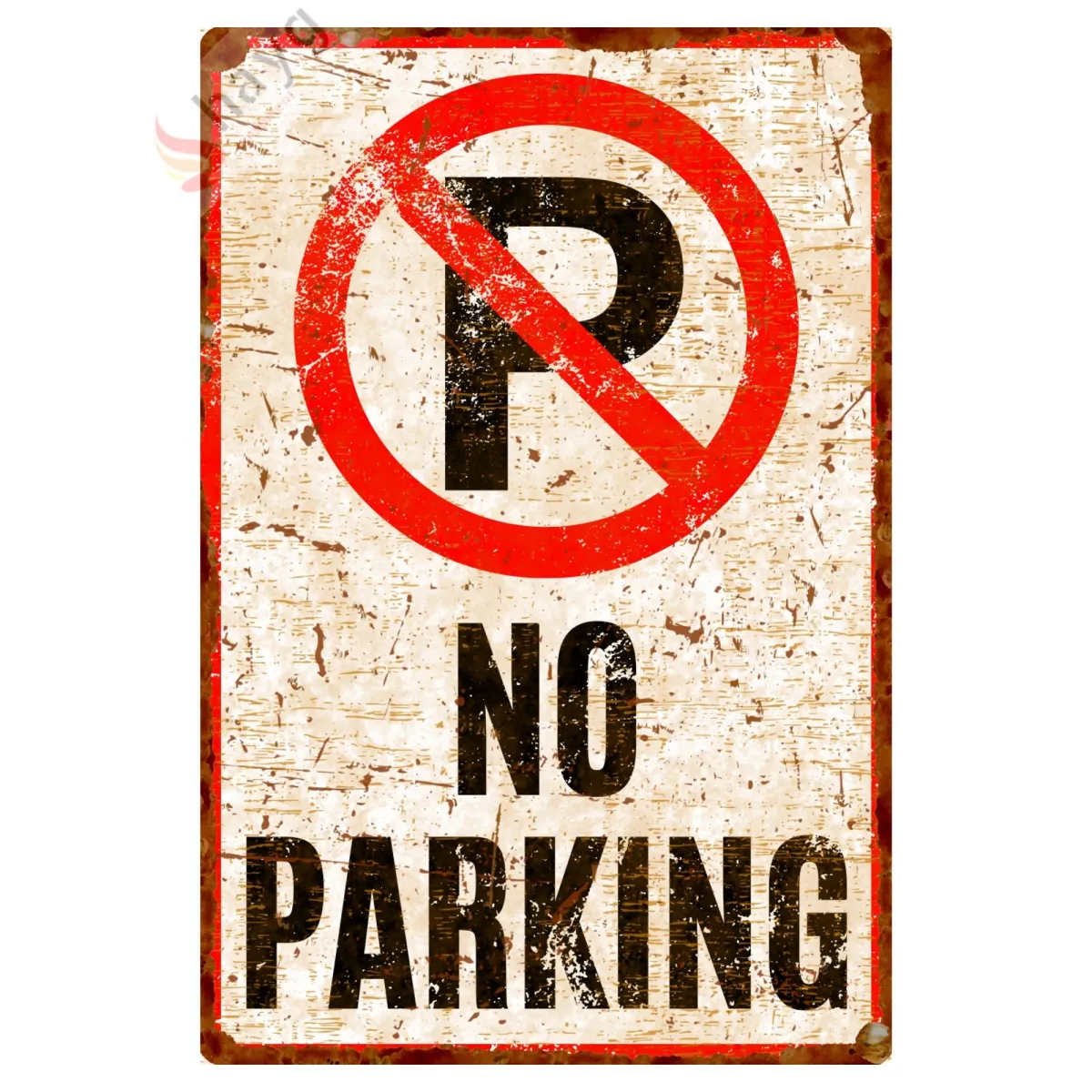 No Parking Pas Görünümlü Metal Uyarı Levhası - Park Etmek Yasaktır Vintage Tabela - 20cm X 30cm görsel 3