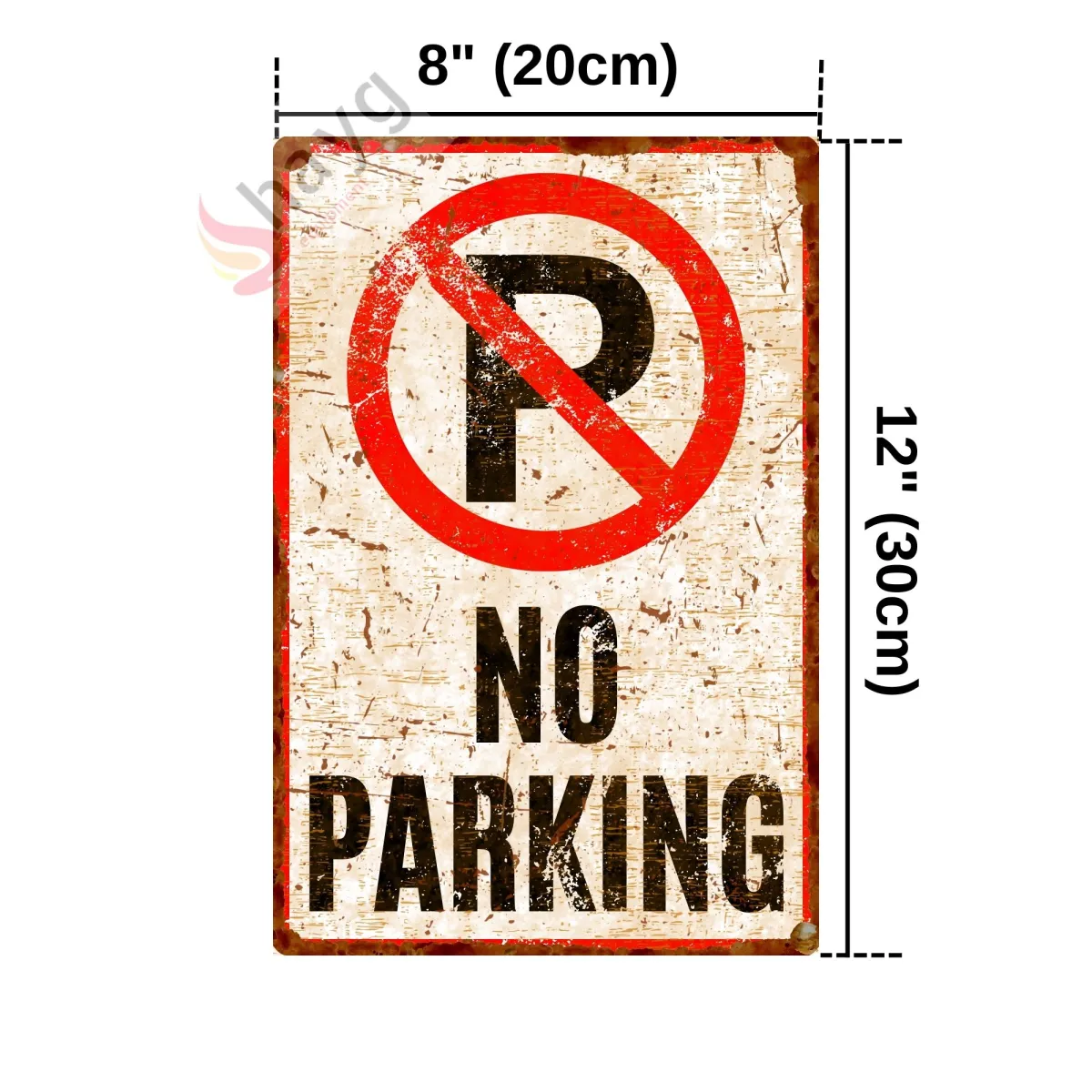 No Parking Pas Görünümlü Metal Uyarı Levhası - Park Etmek Yasaktır Vintage Tabela - 20cm X 30cm görsel 4