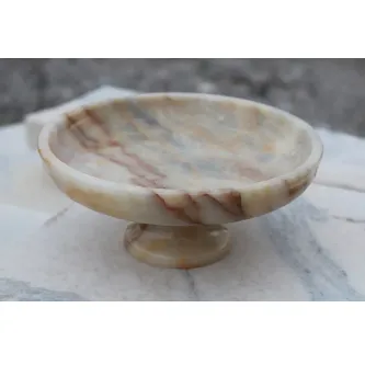 Pergamon Afyon Bal mermeri dekoratif sunum tabağı ayaklı model 20 cm görsel 1