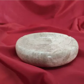 Pergamon Bej Mermer Yuvarlak Küllük Kül Tablası Tek Adet görsel 1