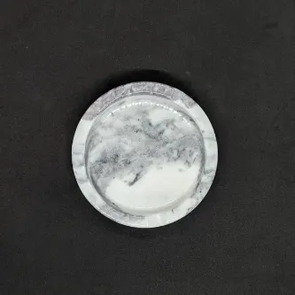 Pergamon Mermer Yuvarlak Kül Tablası Gerçek Mermer Leylak Mermeri görsel 1