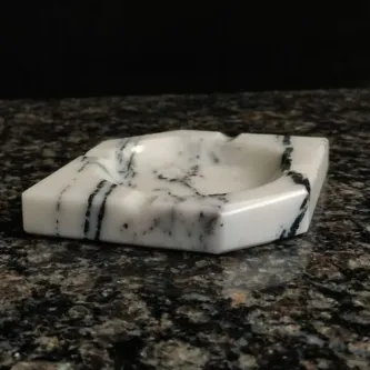 Pergamon Leylak Üçgen Mermer Küllük Gerçek Mermer Tek Adet görsel 1