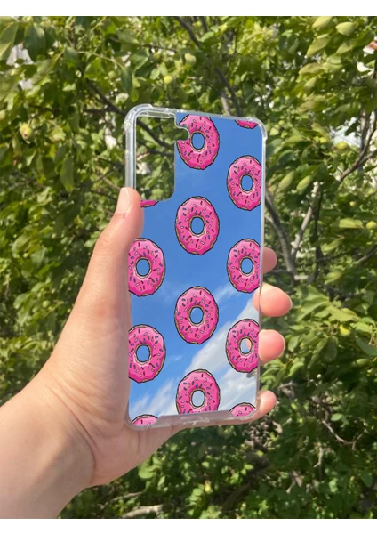 Exporanto Samsung S21 Plus Uyumlu Aynalı Donut Desenli Darbe Kamera Korumalı Silikon Telefon Kılıfı görsel 2