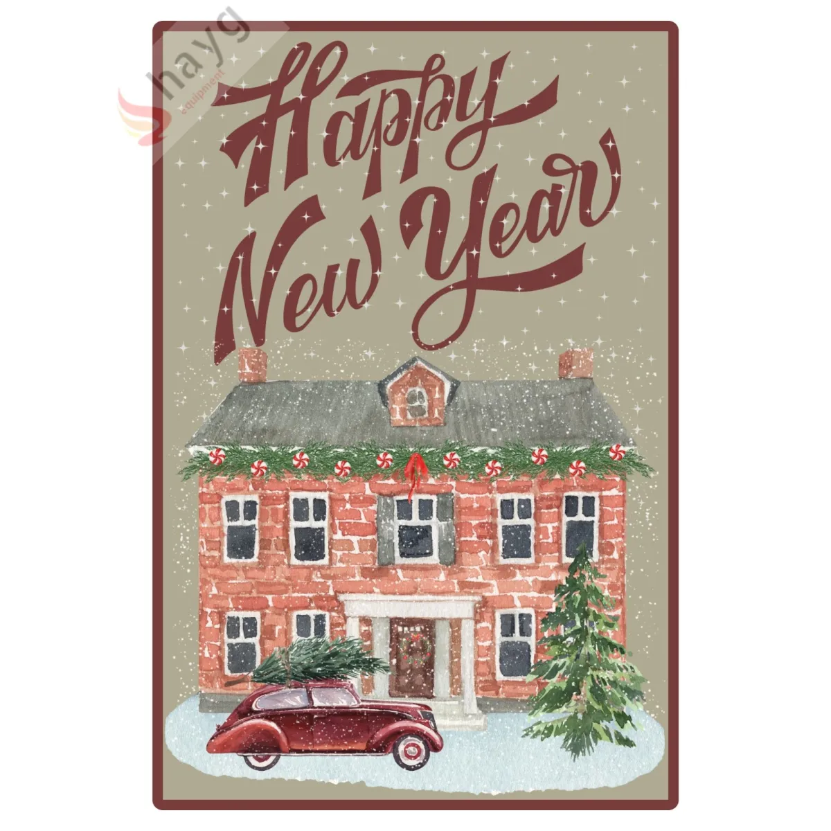 Happy New Year Metal Dekoratif Vintage Levha, Alüminyum Duvar - Kapı Tabelası 15cm x 22,5cm görsel 3