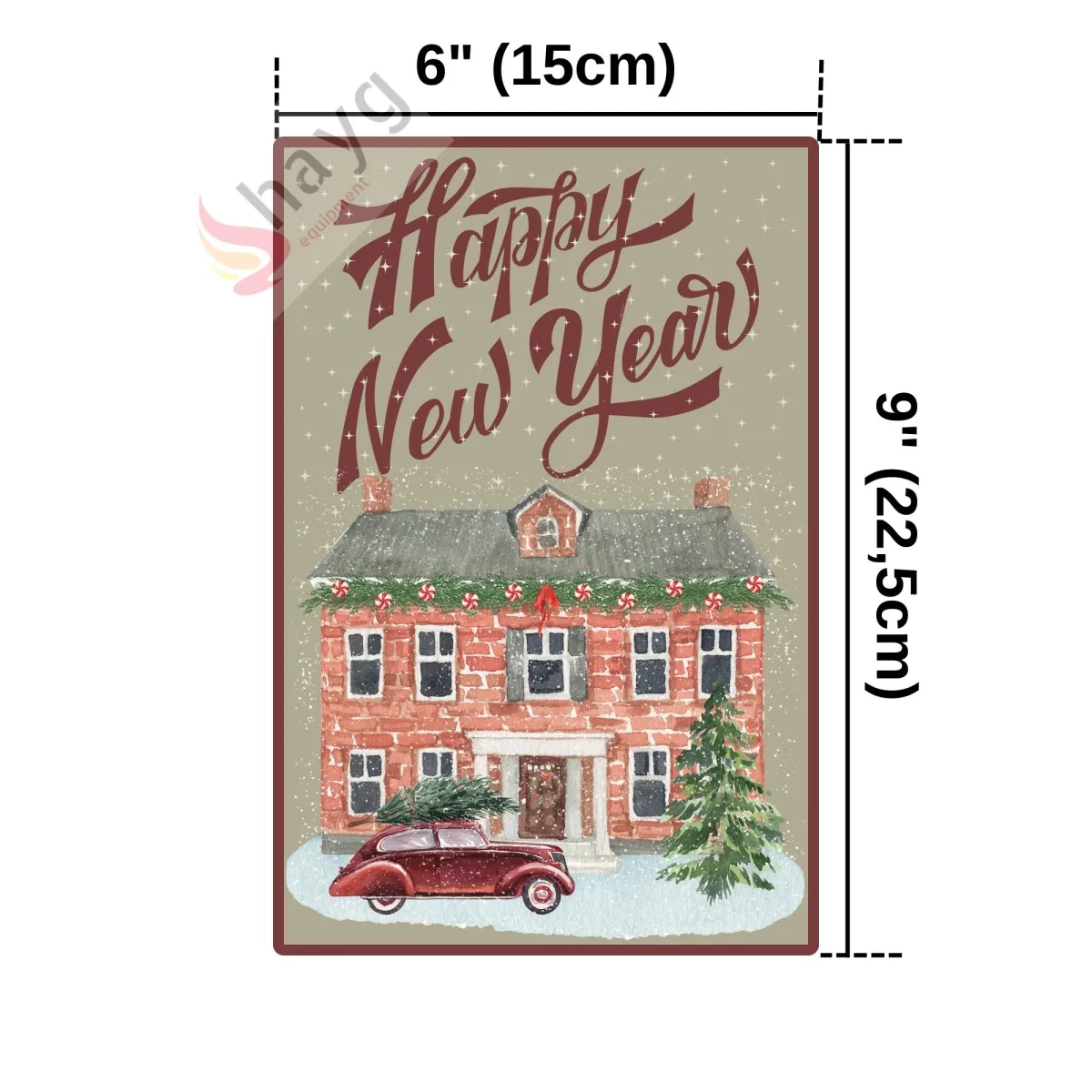 Happy New Year Metal Dekoratif Vintage Levha, Alüminyum Duvar - Kapı Tabelası 15cm x 22,5cm görsel 4