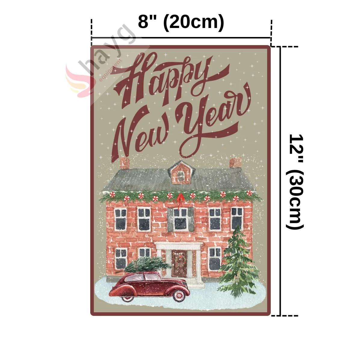 Happy New Year Metal Dekoratif Vintage Levha, Alüminyum Duvar - Kapı Tabelası 20cm x 30cm görsel 4