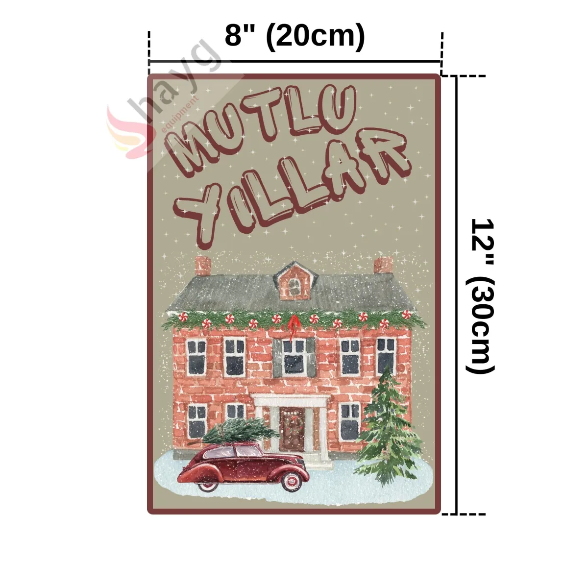Mutlu Yıllar Dekoratif Vintage Metal Levha - Alüminyum Duvar Tabelası 20cm x 30cm görsel 4