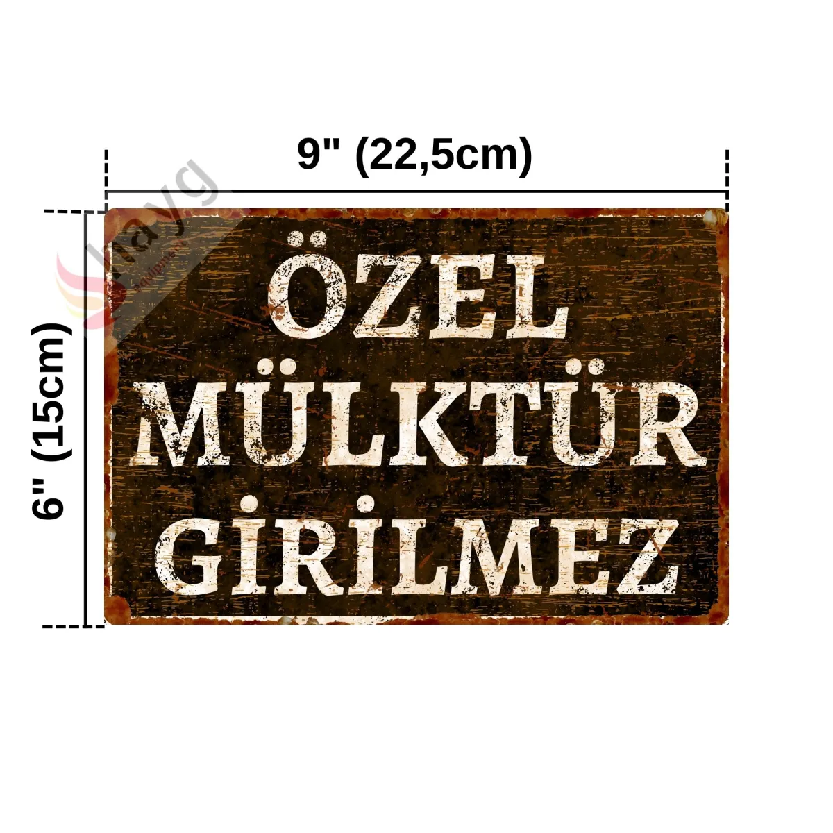 Özel Mülktür Girilmez Metal Uyarı Levhası - Dekoratif Özel Tasarım Tabela - 15cm X 22,5cm görsel 4