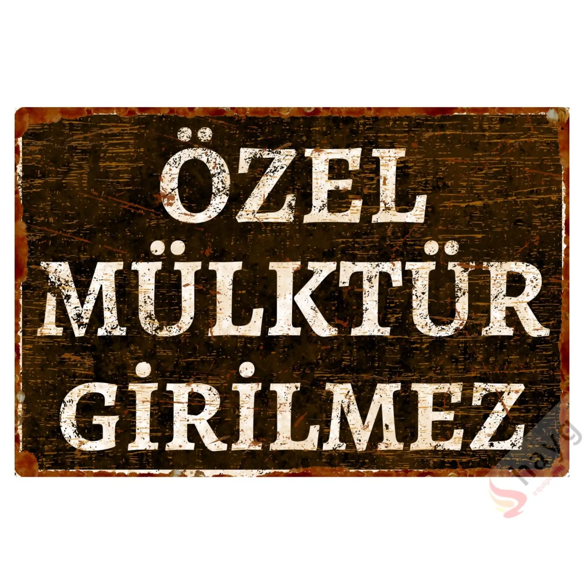 Özel Mülktür Girilmez Metal Uyarı Levhası - Dekoratif Özel Tasarım Tabela - 20cm X 30cm görsel 3