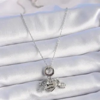 BUTİK AYVİTRİN 316L Çelik Gümüş Renk Zirkon Taş Detay Çocuk Figür Charm Model Kadın Kolye görsel 1