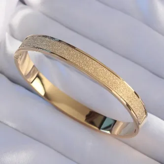 BUTİK AYVİTRİN 316L Çelik Gold Renk Simli Model Kelepçe görsel 1