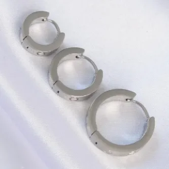 BUTİK AYVİTRİN 316L Çelik Gümüş Renk Model 3lü Halka Küpe görsel 1
