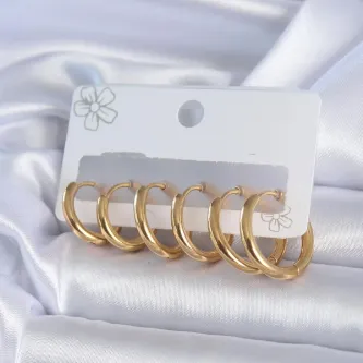 BUTİK AYVİTRİN 316L Çelik Gold Renk Halka Model Kadın Küpe Seti görsel 1